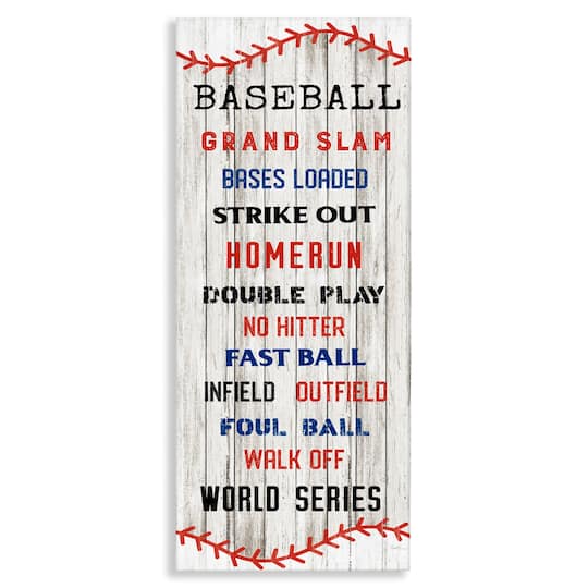 Stupell Industries Baseball Listed Phrases Sign Homerun Sports Strike Out Canvas Wall Art